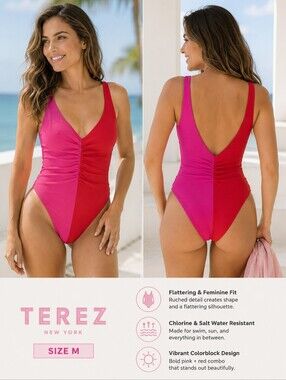 🎉HOST PICK 🎉 Terez New York Colorblock One Piece Swimsuit NWT Size M